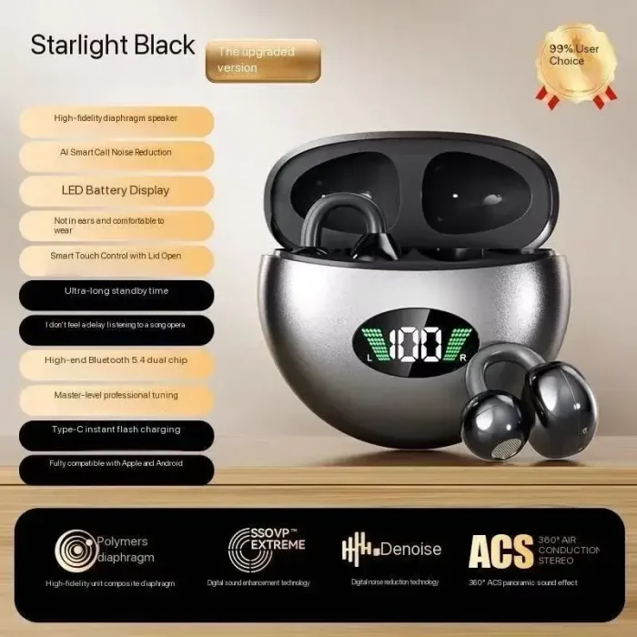 Auriculares Inalámbricos Con Clip Cancelación de Ruido Calidad de Sonido Micrófono Pantalla Led Bluetooth Batería de Larga Duración Envio Gratis - Imagen 3