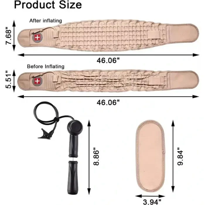 Cinturón Lumbar Inflable Descompresión para Alivio del Dolor de Espalda Soporte de Tracción Ajustable Adultos con Bomba de Aire Envio Gratis - Imagen 6