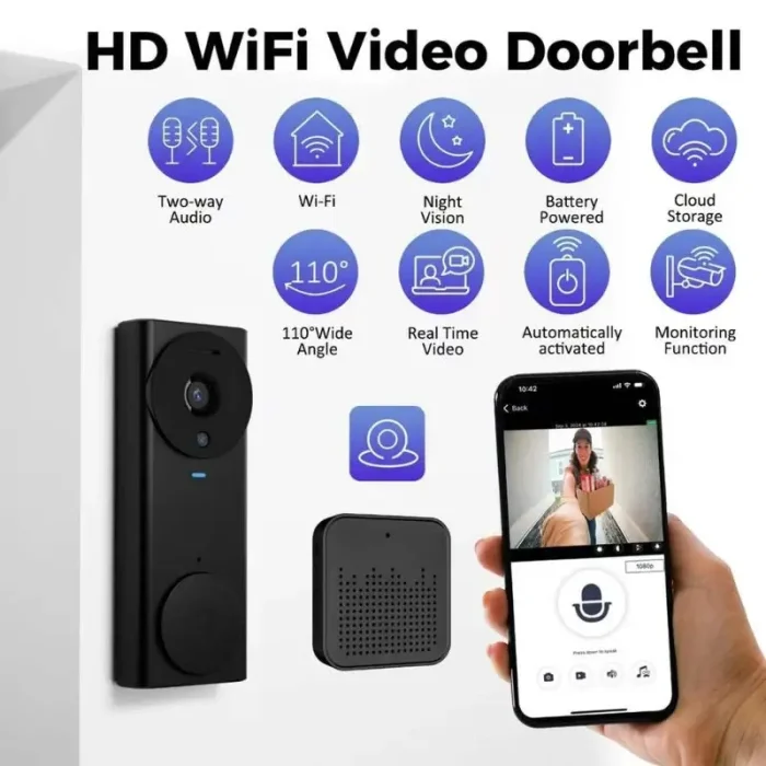 Timbre Vídeo Inteligente Inalámbrico Videoportero Visión Nocturna 1080P Wifi Audio Bidireccional Aptos Familiares Seguridad Para el Hogar Envio Gratis - Imagen 5