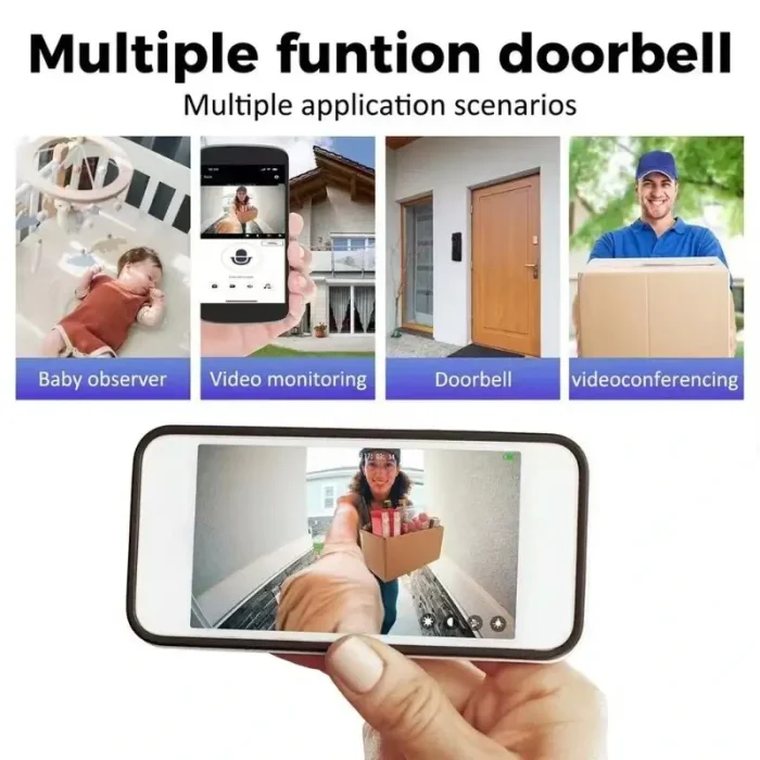 Timbre Vídeo Inteligente Inalámbrico Videoportero Visión Nocturna 1080P Wifi Audio Bidireccional Aptos Familiares Seguridad Para el Hogar Envio Gratis - Imagen 3