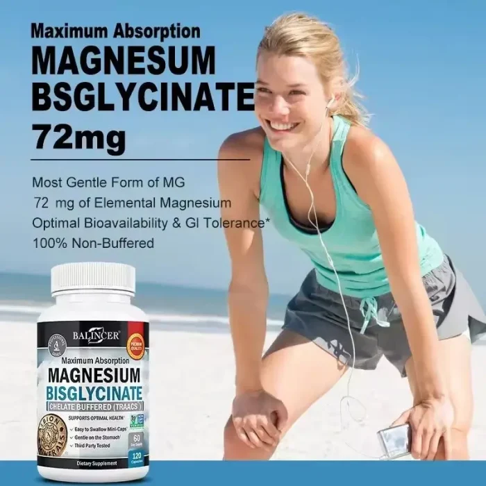 Bisglicinar de Magnesio 60 Cápsulas Apoya los Músculos Las Articulaciones Corazón Soporte Musculoesquelético Energía Saludable Envio Gratis - Imagen 5