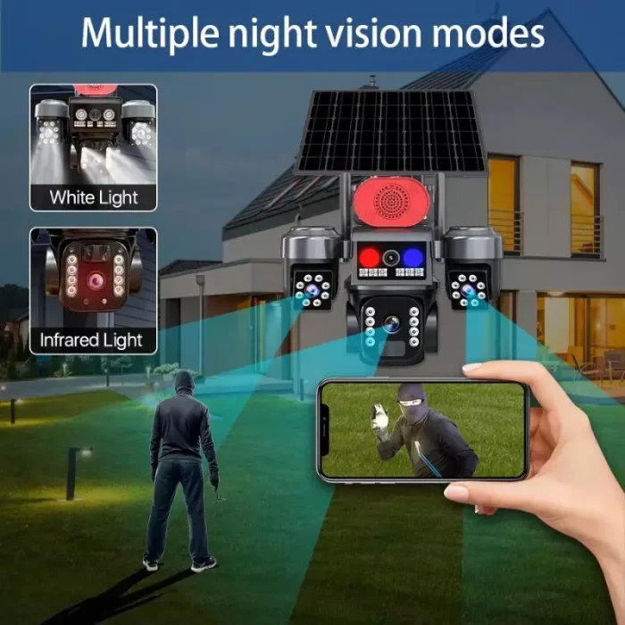 Cámara Solar 3 Lentes Sim 4g TA-R4 Con Sirena y Visión Nocturna Infrarroja Envió Gratis - Imagen 4