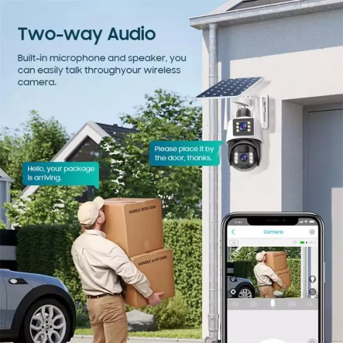 Cámara Solar Doble Lente Con Wifi y Energía Solar Para Exteriores Envió Gratis - Imagen 4