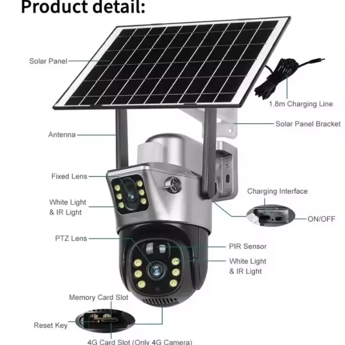 Cámara Solar Wifi Doble Lente Para Exteriores Con Tarjeta SIM Envió Gratis - Imagen 5