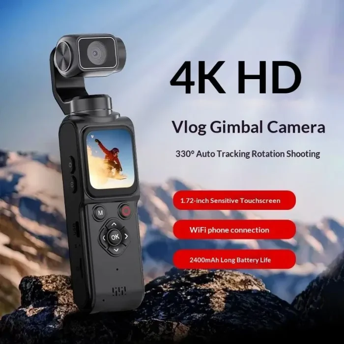 Cámara de Acción para Vlogging 4K 64MP WiFi Pantalla Táctil 1.72" Lente Giratoria 330° Seguimiento Facial TikTok YouTube Instagram Viajes Envio Gratis - Imagen 2