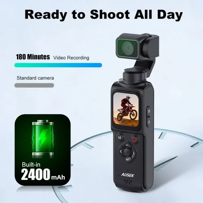 Cámara de Acción para Vlogging 4K 64MP WiFi Pantalla Táctil 1.72" Lente Giratoria 330° Seguimiento Facial TikTok YouTube Instagram Viajes Envio Gratis - Imagen 6