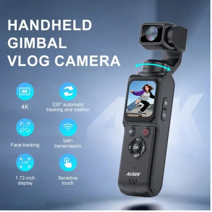 Cámara de Acción para Vlogging 4K 64MP WiFi Pantalla Táctil 1.72" Lente Giratoria 330° Seguimiento Facial TikTok YouTube Instagram Viajes Envio Gratis - Imagen 5