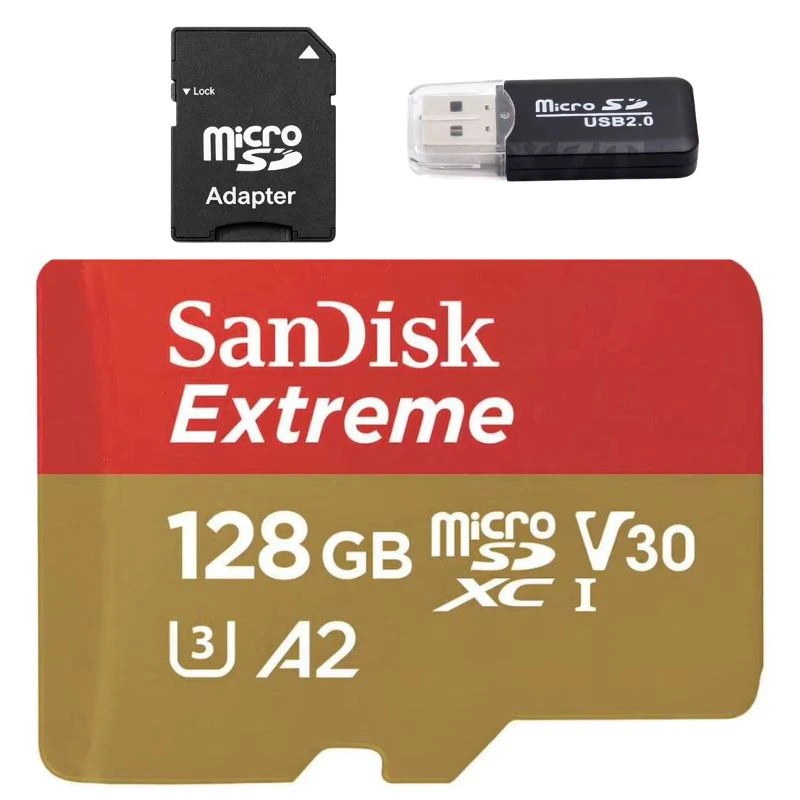 Tarjeta MicroSD TF 128GB Clase 10 U3 V30 A2 Tarjeta MicroSD TF 128GB Clase 10 U3 V30 A2 Alta Velocidad y Capacidad Con Adaptador para Teléfono Camara Dron Envio Gratis - Imagen 1